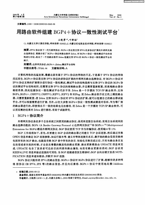 用路由软件组建BGP4+协议一致性测试平台