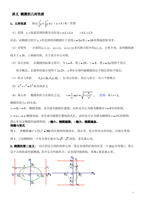 椭圆的几何性质(新课教师版)