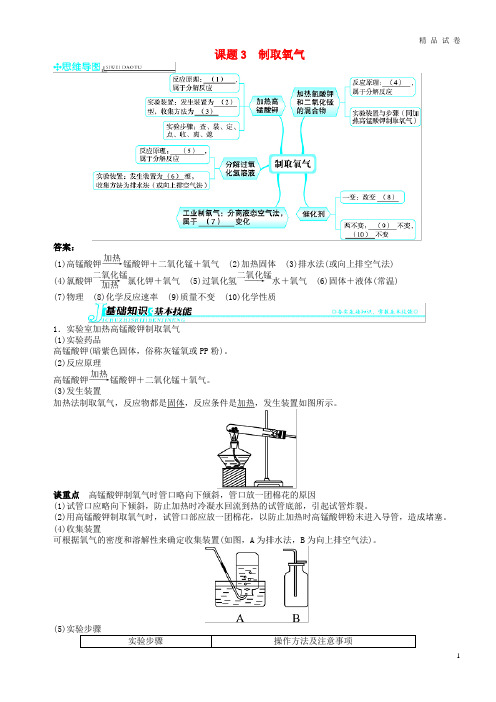 2019九年级化学上册 第二单元 我们周围的空气 课题3 制取氧气习题 (新版)新人教版