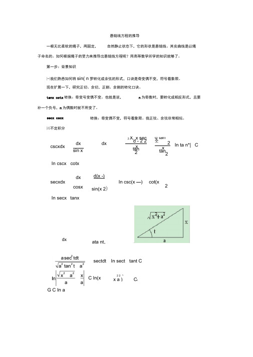 悬链线方程的推导