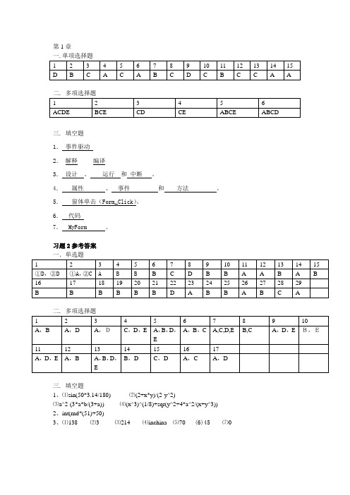 VB教材课后习题参考答案