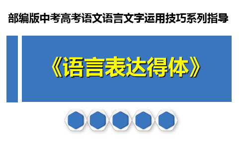 PPT部编版中考高考语文语言文字运用技巧系列指导《语言表达要得体》用词要妥当,用语要看对象,