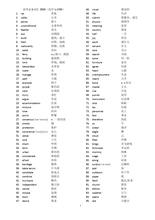 高考单词3500-(中英文乱序版)(1-1700词)