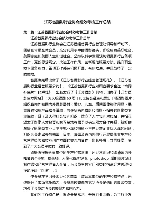 江苏省摄影行业协会绩效考核工作总结