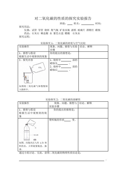 对二氧化碳的性质的探究实验报告