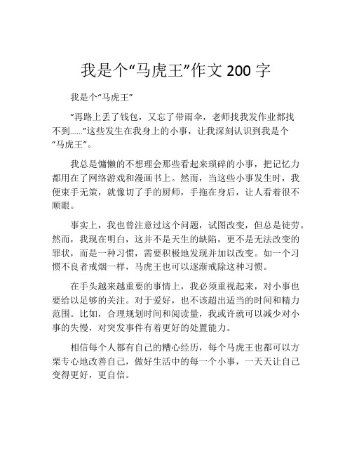 我是个“马虎王”作文200字