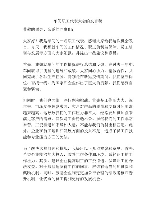 车间职工代表大会的发言稿