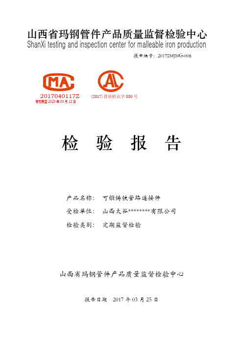 可锻铸铁管路连接件检验报告模板