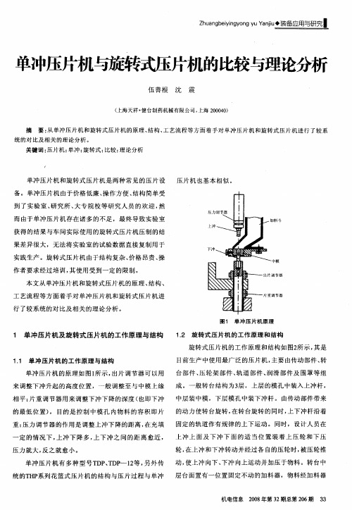 单冲压片机与旋转式压片机的比较与理论分析