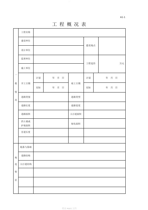 市政道路工程全套表格模板