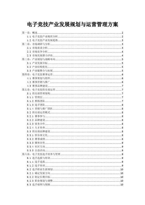 电子竞技产业发展规划与运营管理方案