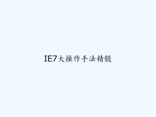 IE7大操作手法精髓 PPT