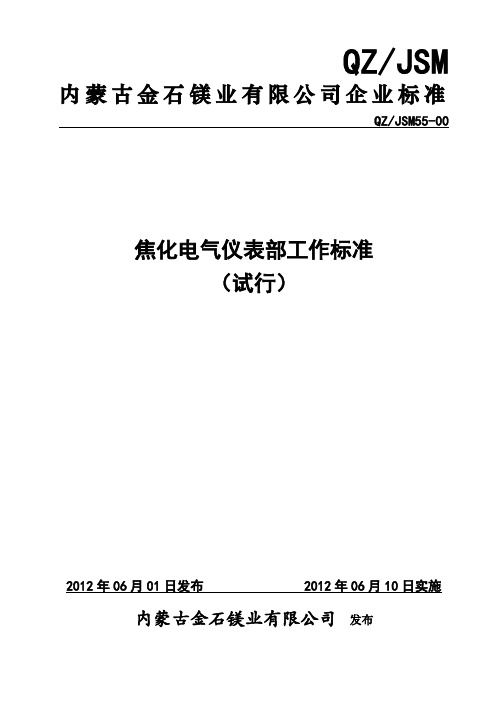焦化电仪部工作标准