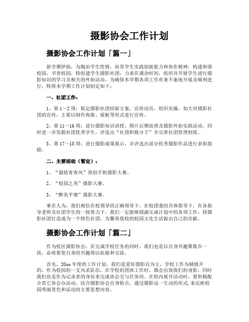 摄影协会工作计划