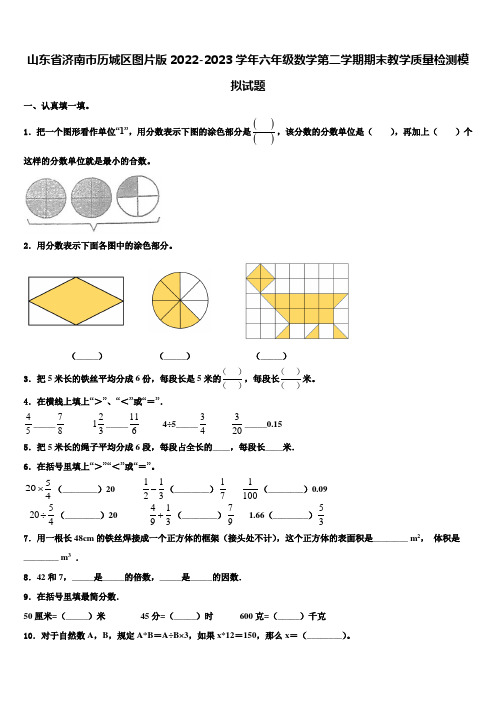 山东省济南市历城区图片版2022-2023学年六年级数学第二学期期末教学质量检测模拟试题含解析