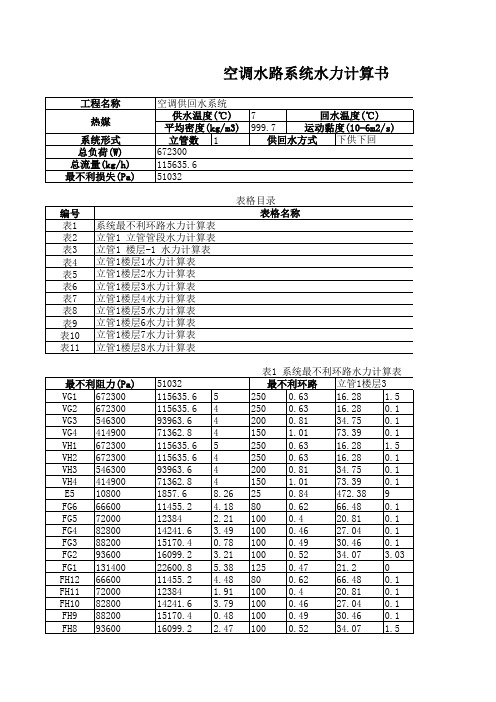 空调水管水力计算