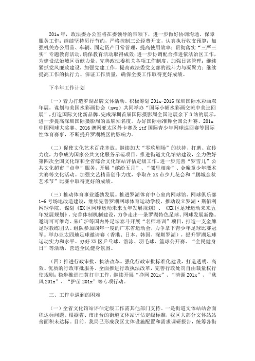 最新关于政法委办公室下半年工作计划推荐