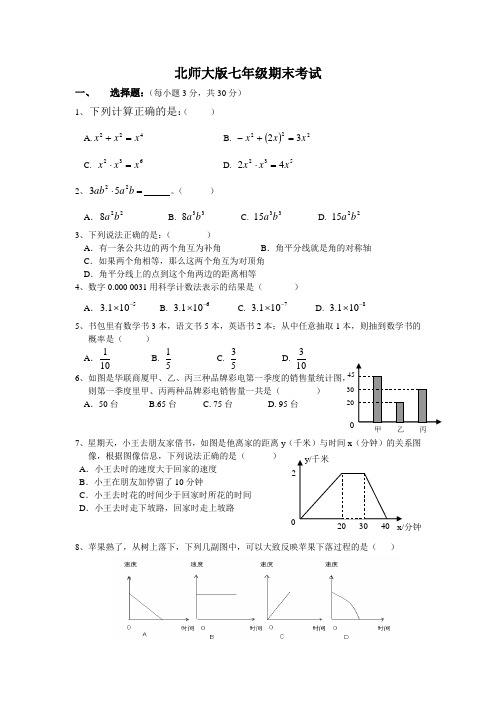 七年级下册数学期末试卷