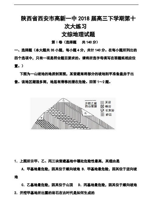 2018届陕西省西安市高新一中高三下学期第十次大练习地