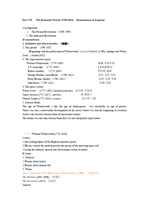 英国文学史及选读知识要点II