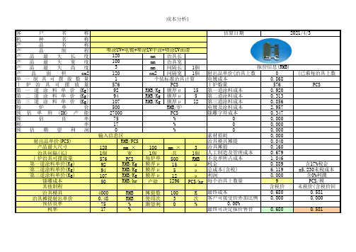 真空电镀工艺成本分析范例