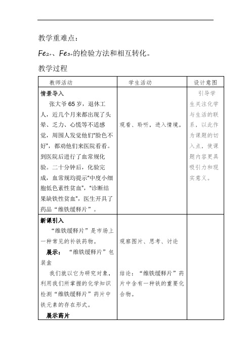 贫血药品《维铁缓释片》铁元素价态探究