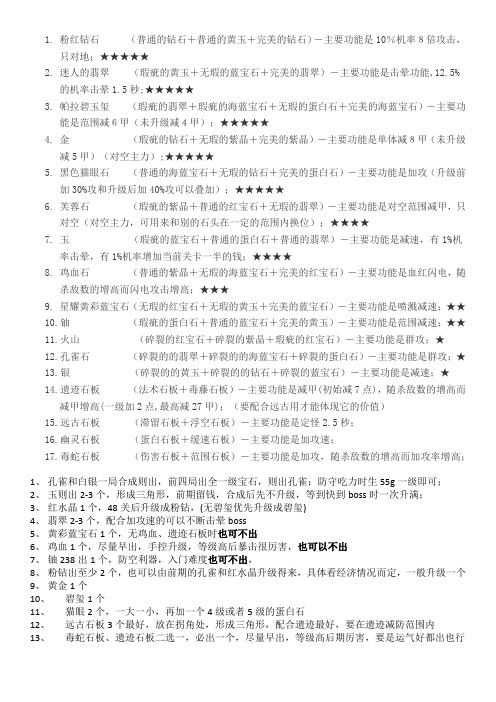 4.05宝石td配方、建造顺序及数量简述