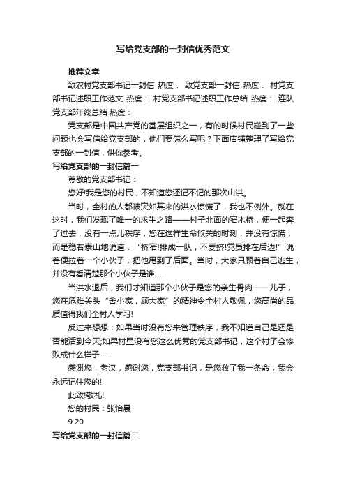 写给党支部的一封信优秀范文