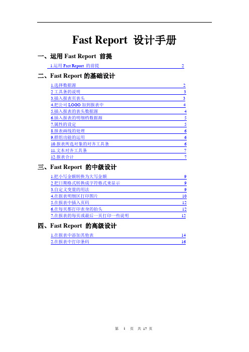 Fast Report 设计手册