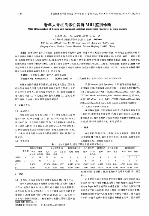 老年人脊柱良恶性骨折MRI鉴别诊断