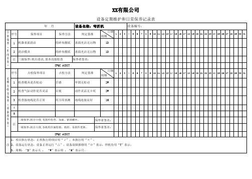 弯折机保养记录表