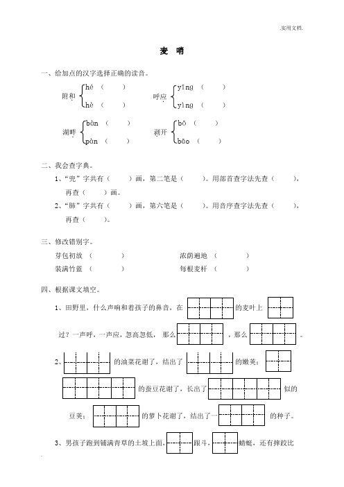 人教新课标四年级下册语文24麦哨