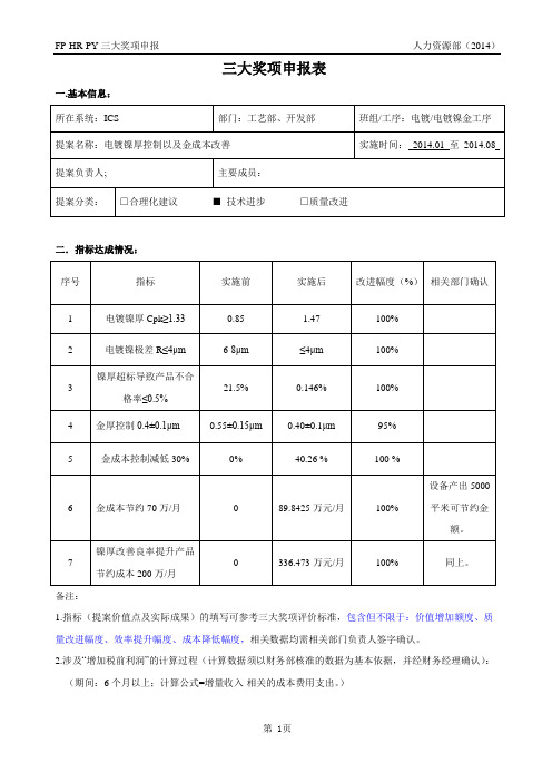 电镀镍厚控制以及金成本改善.