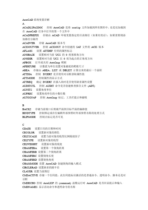 AutoCAD系统变量详解