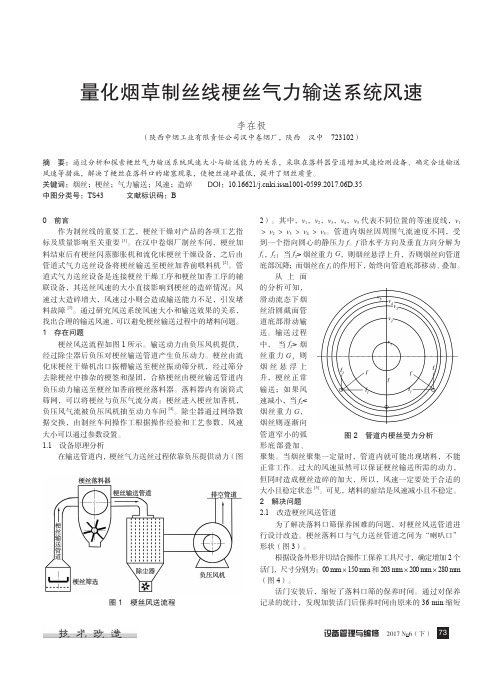 量化烟草制丝线梗丝气力输送系统风速