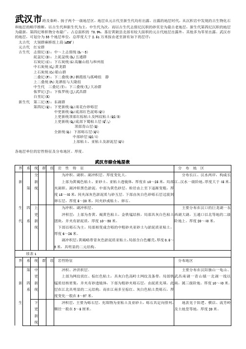 湖北省武汉市地质及地震概述