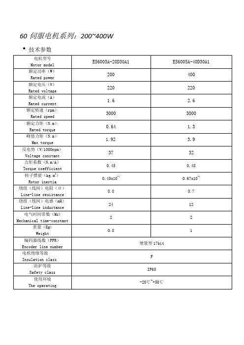 60伺服电机系列200~400W