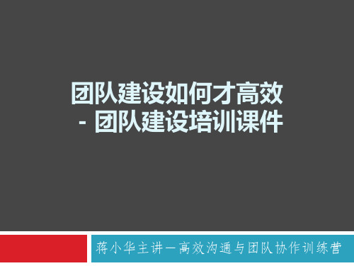 团队建设如何才高效团队建设培训课件团队建设课程资料