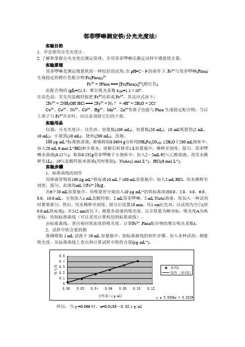 邻菲啰啉测定铁