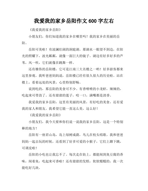 我爱我的家乡岳阳作文600字左右