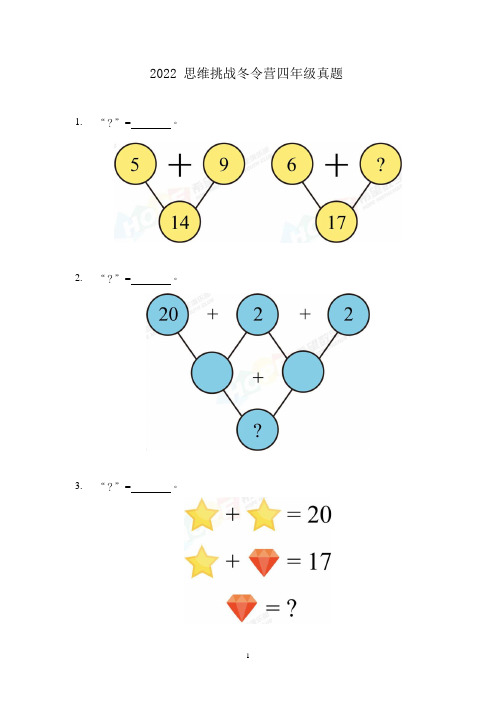 2022希望杯冬令营总决赛4年级试题及答案