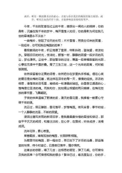 散文：以一颗素心，与君隔尘相望