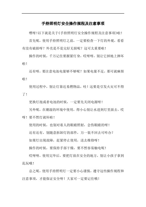 手持照明灯安全操作规程及注意事项