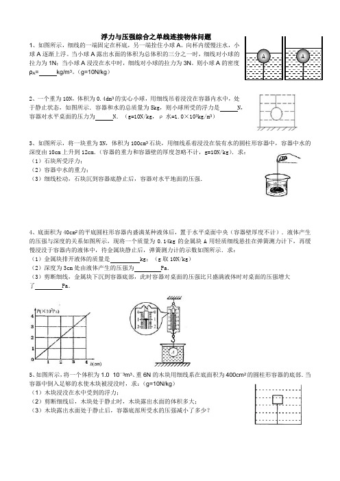 浮力与压强综合之单线连接物体问题