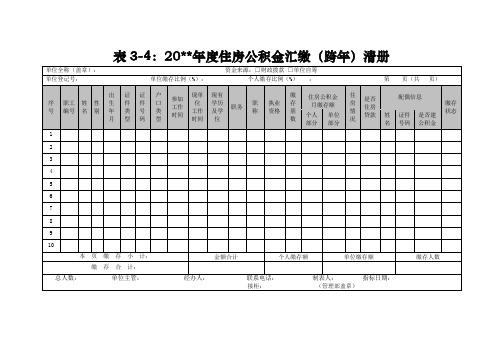 住房公积金汇缴(跨年)清册(免费下载)