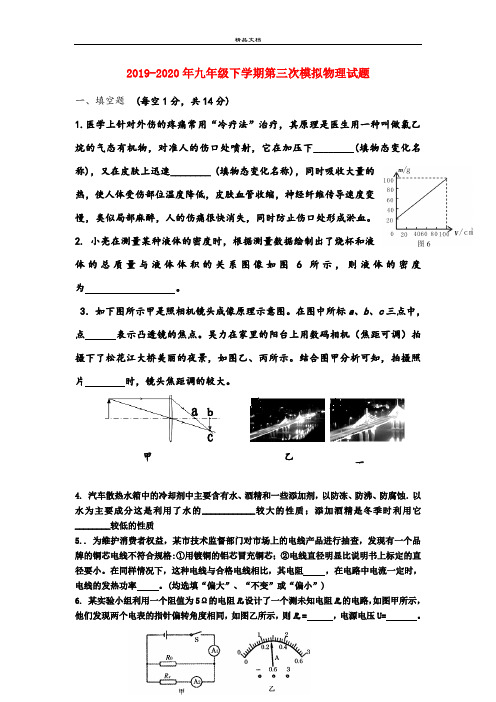 九年级下学期第三次模拟物理试题