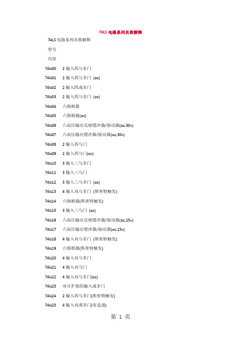 74LS电路系列名称解释电子制作爱好者必知技-11页word资料