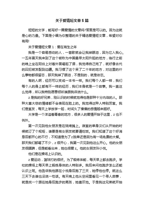 关于爱情短文章5篇