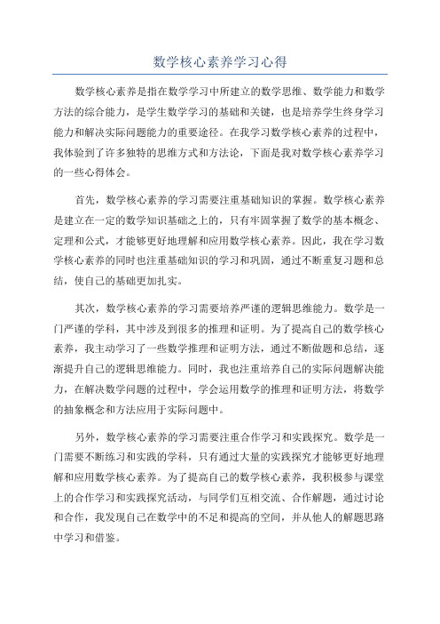 数学核心素养学习心得