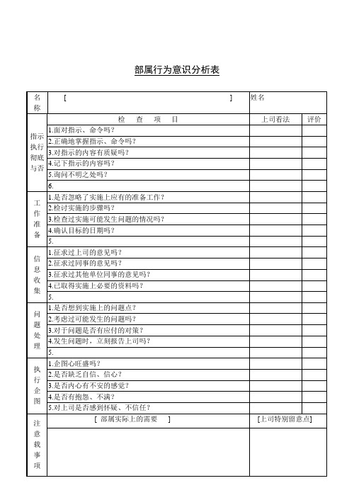 部属行为意识分析表